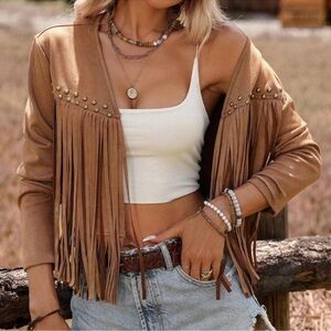 Western Studded Fringe Detail Jacket New